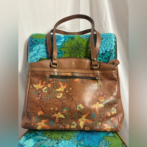 Patricia Nash Handbags - Patricia Nash Poppy Floral Bird Leather Boho Map Tote Bag 14x11x4